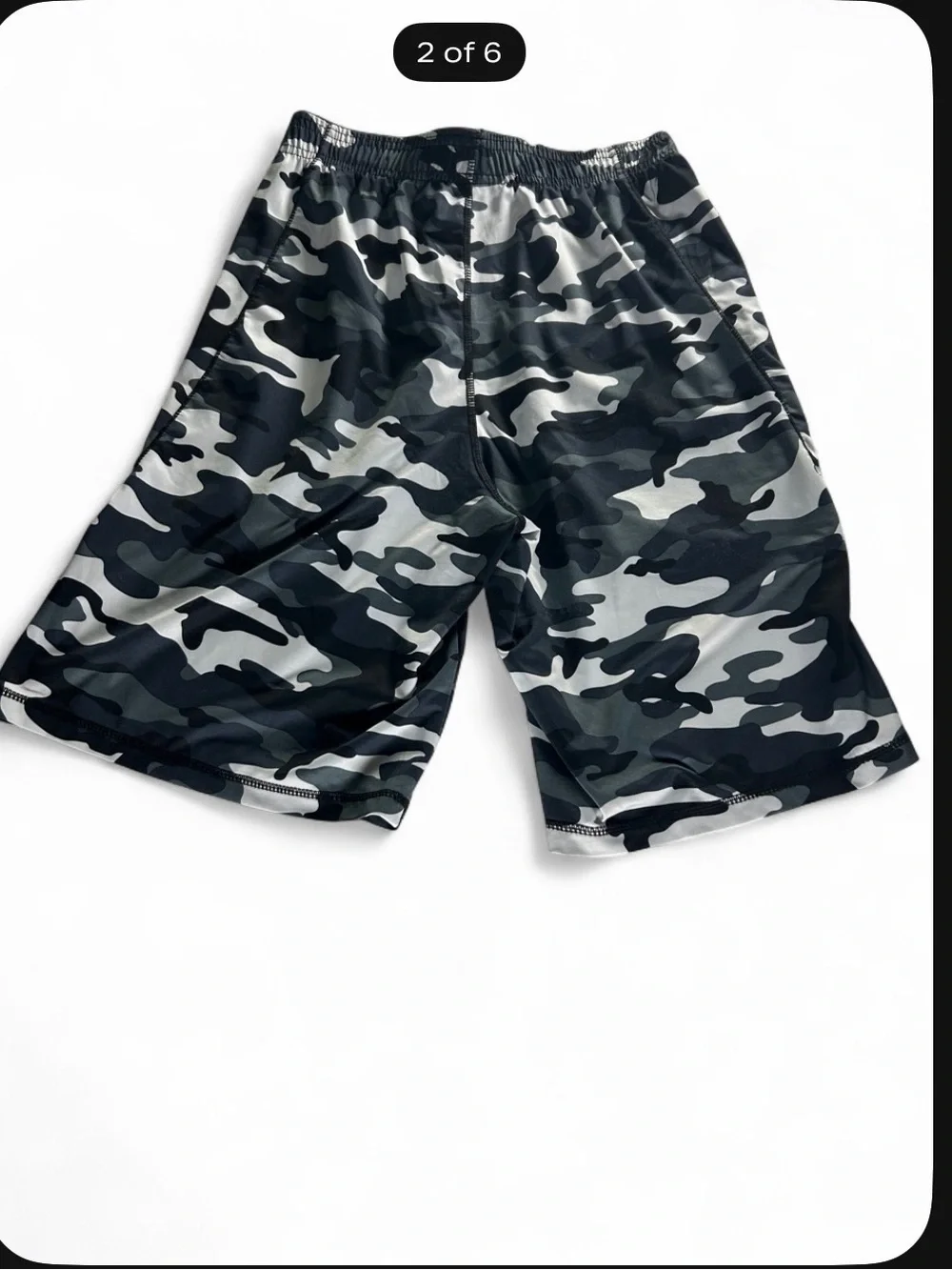 Mens Camo Athletic Shorts Small Gray Black Performance Gym Workout